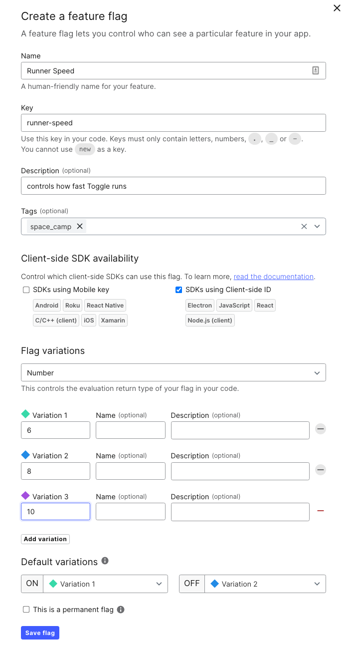 Create runner flag